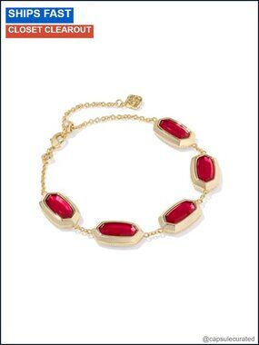 Gold Plated Bezel Chain Bracelet with Sliding Adjuster